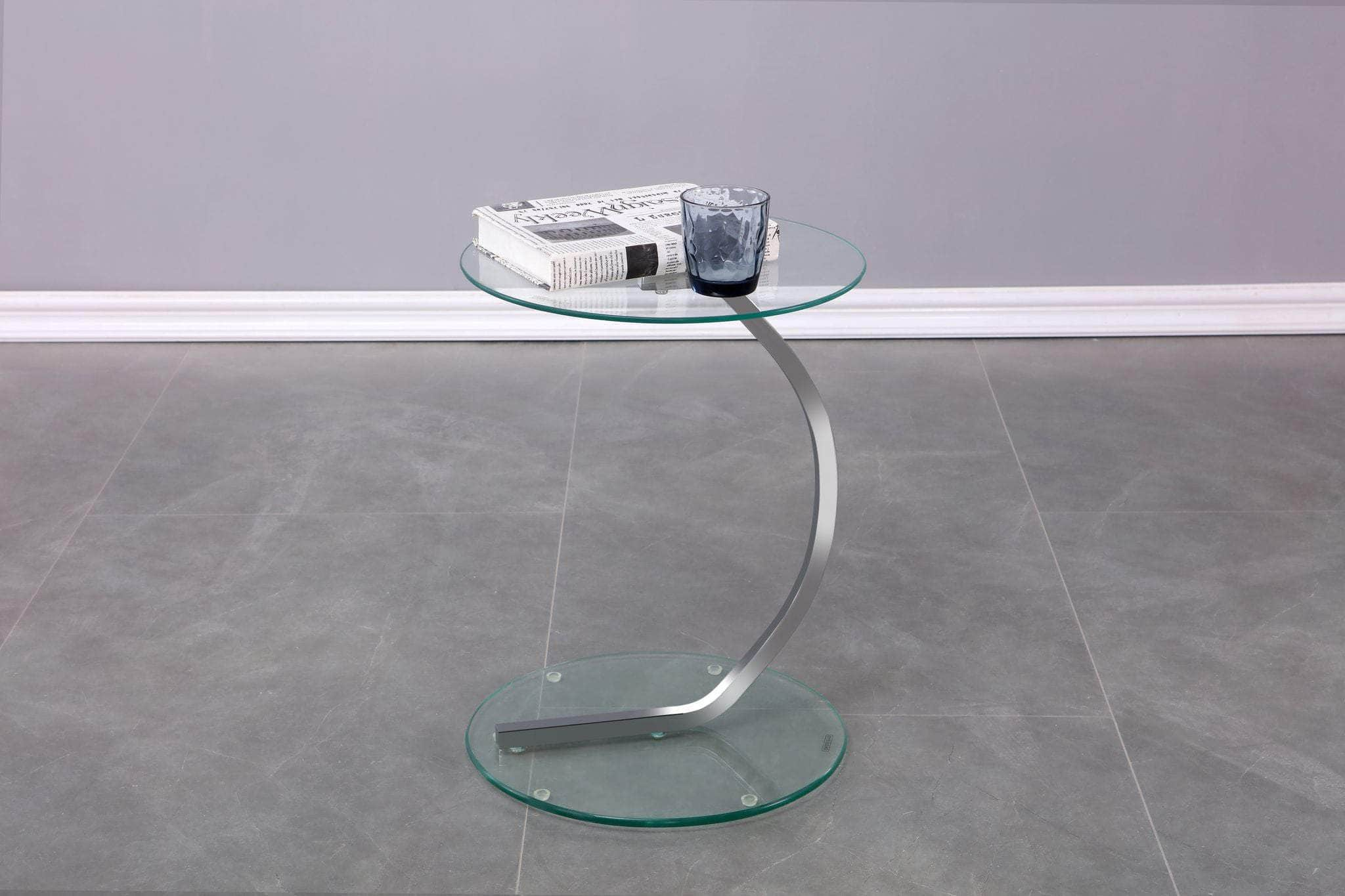 Noah Modern Round Glass Top Accent Table - Available in 2 Colours - Urban Cali product image