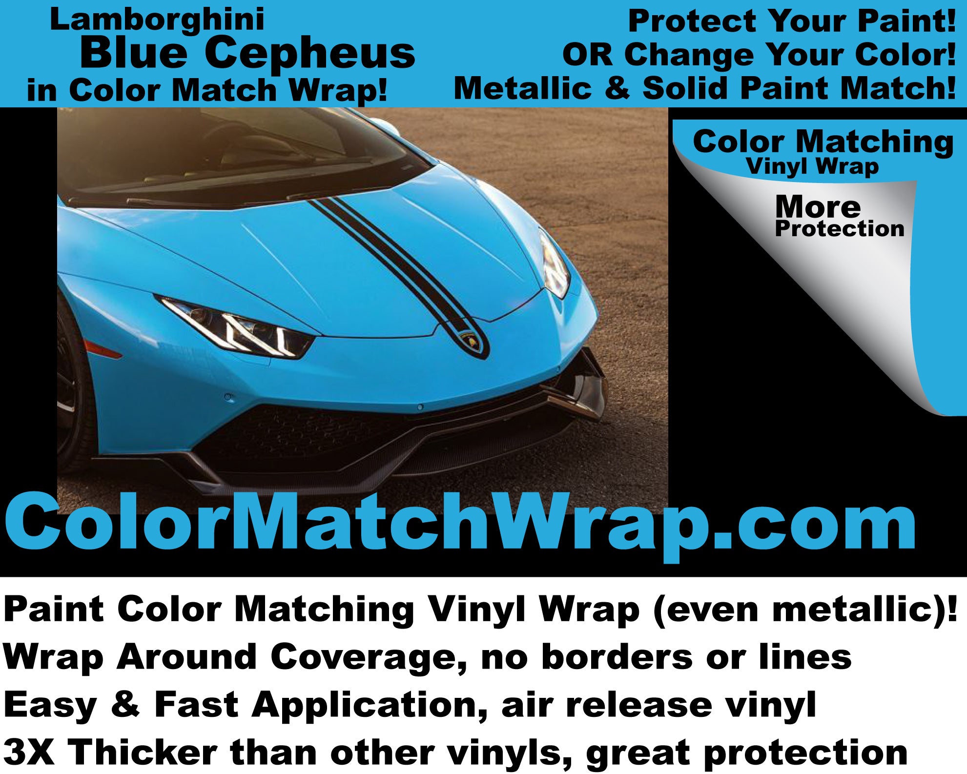 Lamborghini Blu Cepheus Vinyl Wrap: Color Match Wrap! – 