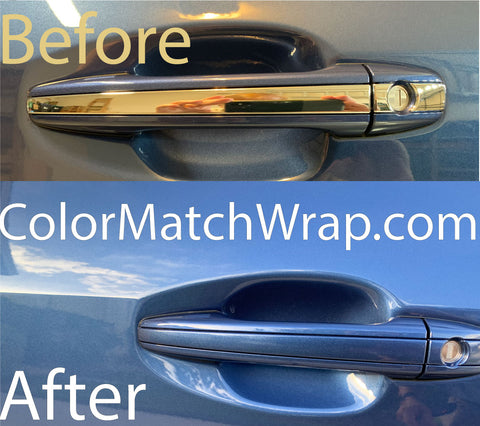 Chrome delete door handle with color match wrap