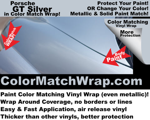 paint color match vinyl wrap - Porsche GT Silver M7Z