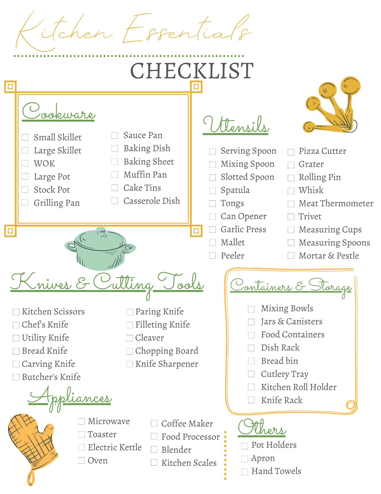 Kitchen Essentials Checklist