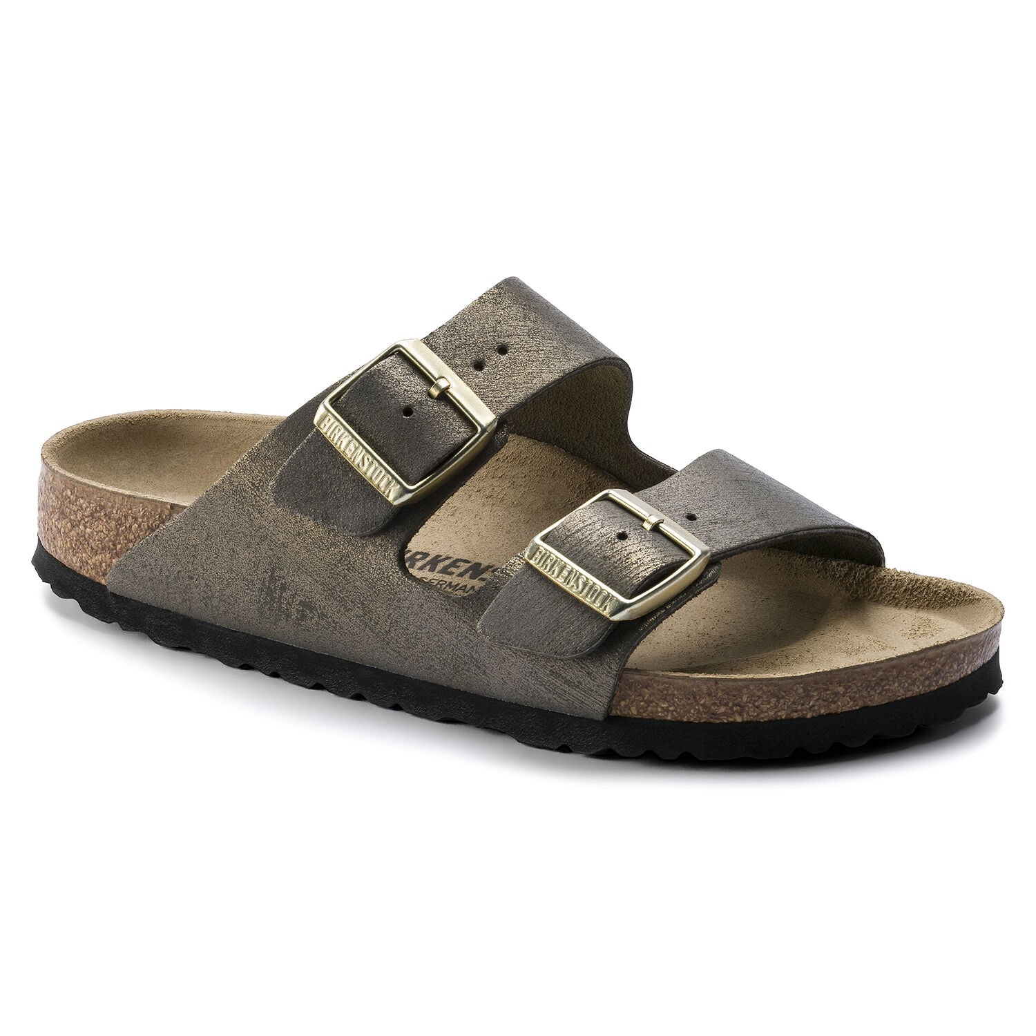 birkenstock arizona washed metallic gold