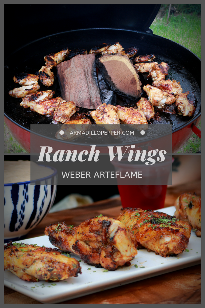 Ranch Chicken Wings cooked on the Arteflame Insert for the Weber Kettle Grill