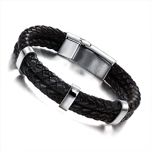 InFaith™ Braided Genuine Leather & Stainless Steel Faith Bracelet ...