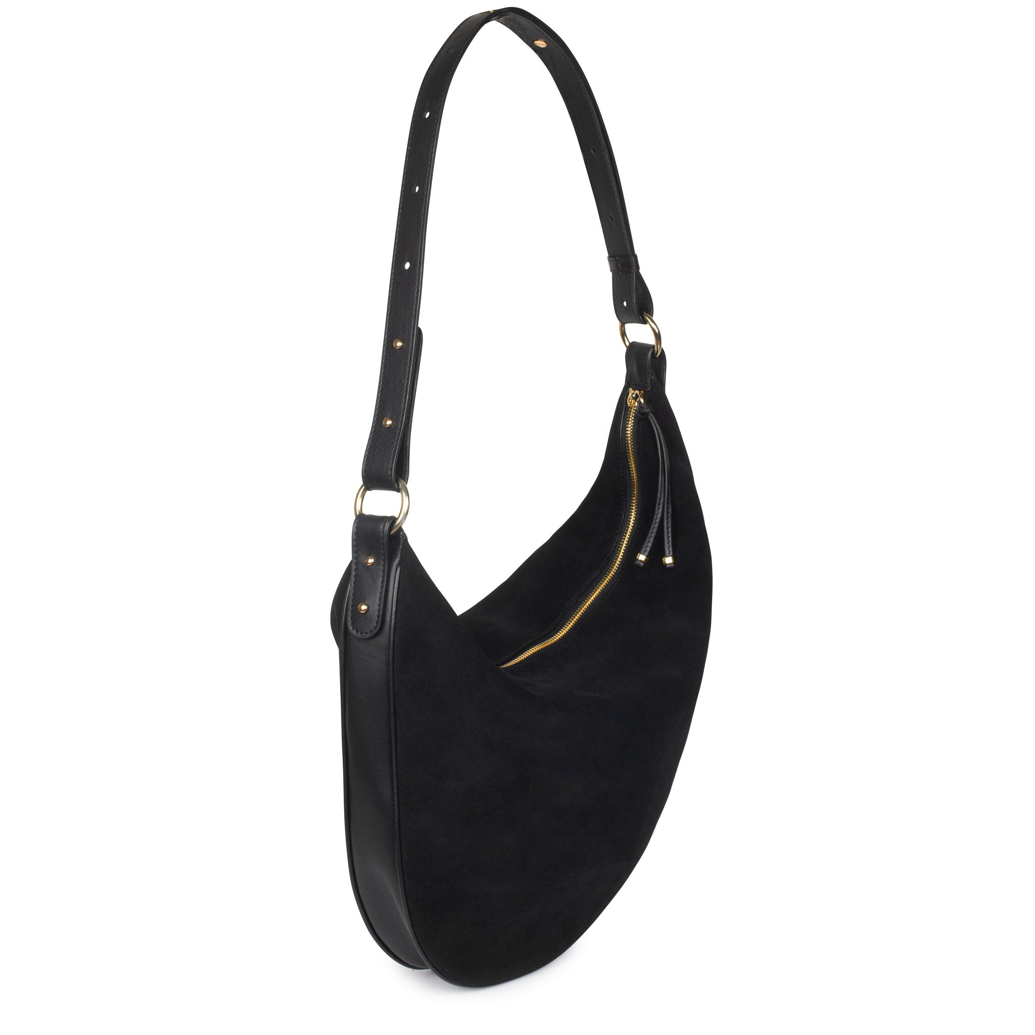 black suede shoulder bag