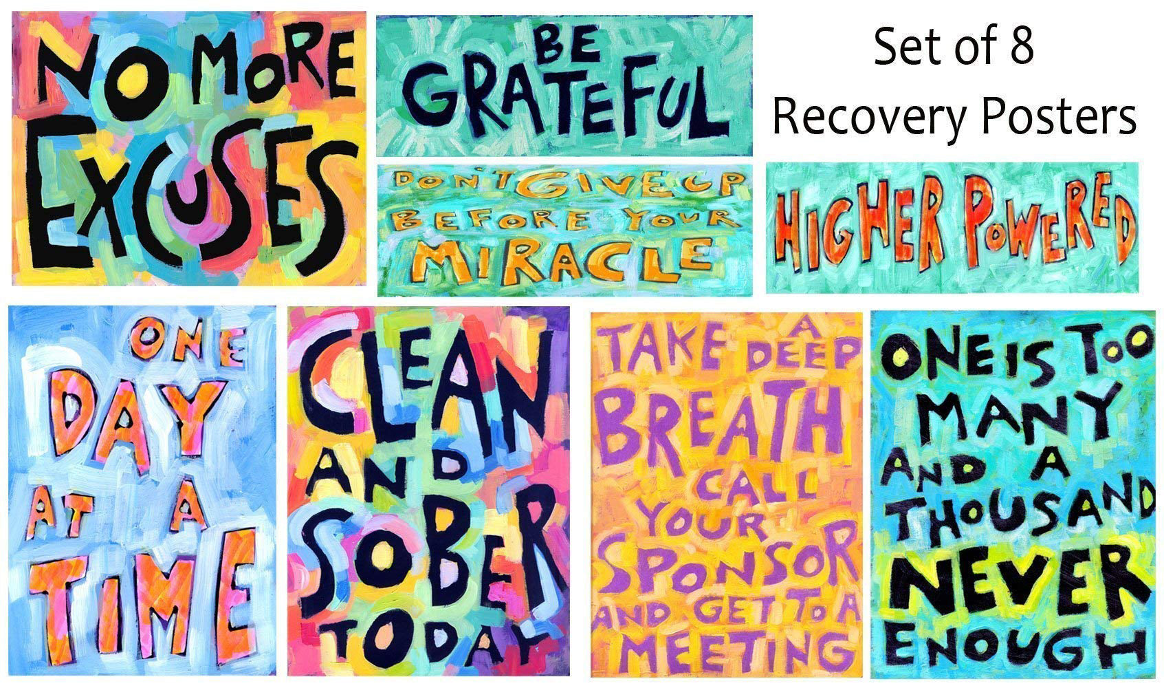 Wall Art For Treatment Rehab Recovery Set Of 8 Wordposters