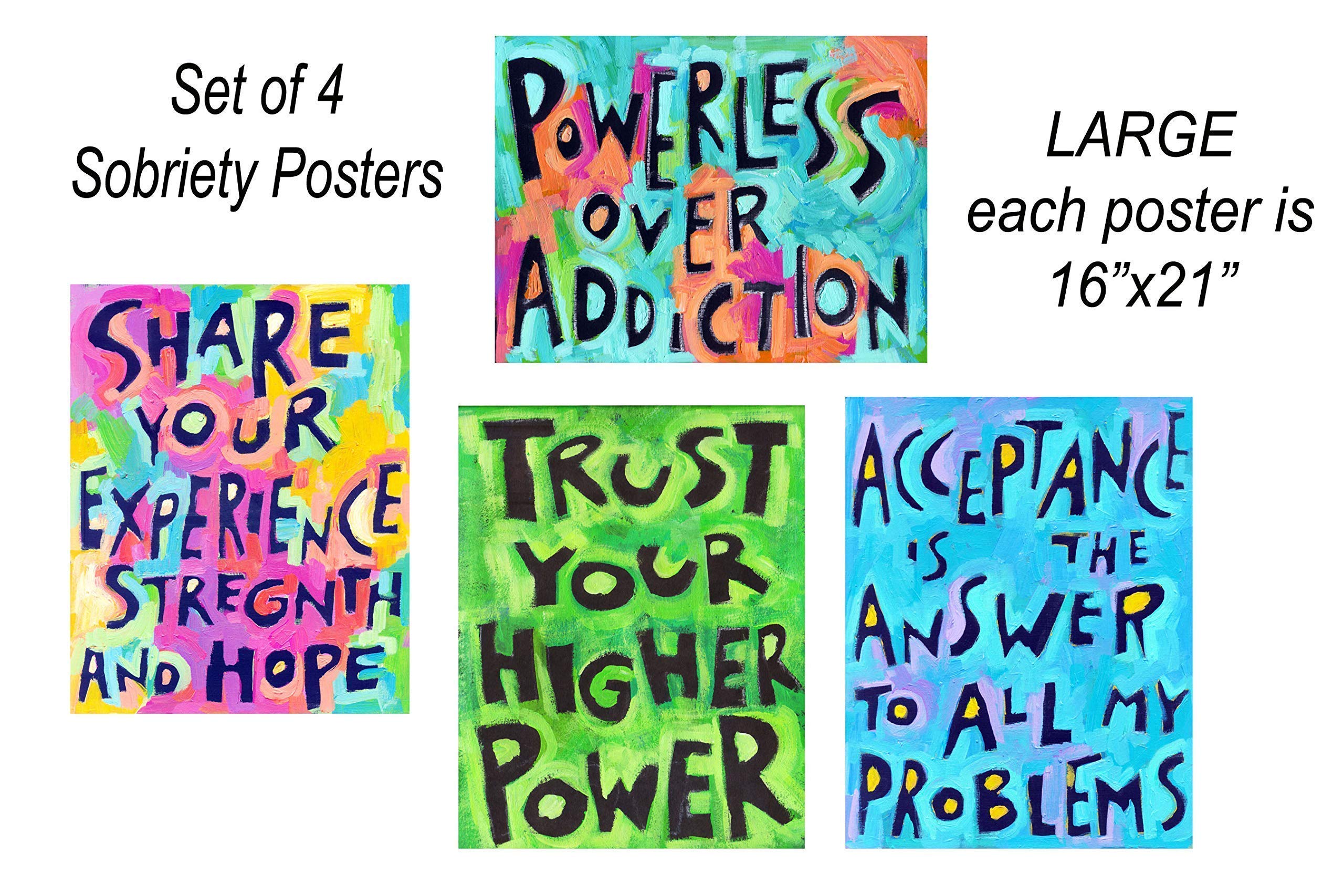 Wall Art For 12 Step Sober Posters Sobriety Addiction Recovery Set Of