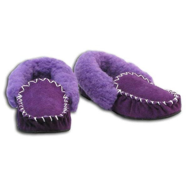 purple moccasin slippers