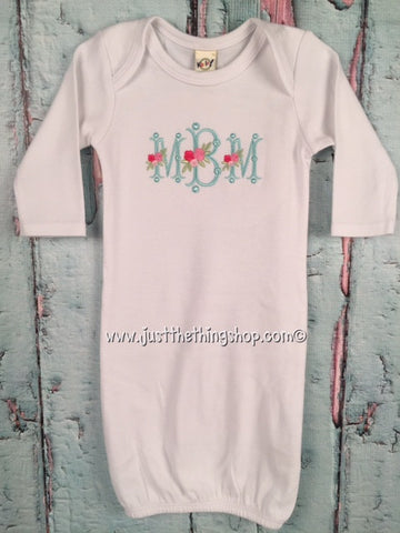 monogram baby gown