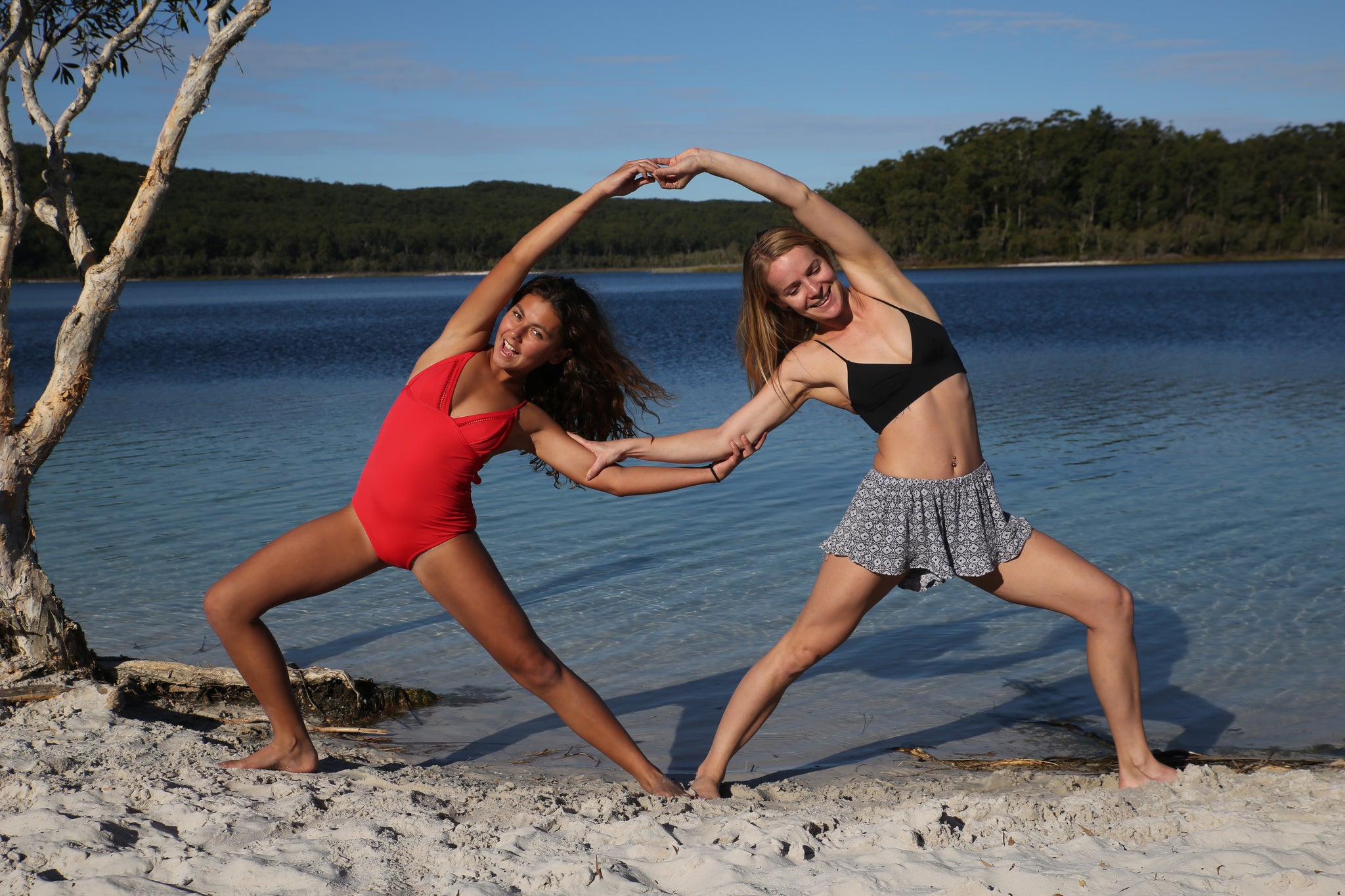 Lake McKenzie yoga Fraser Island