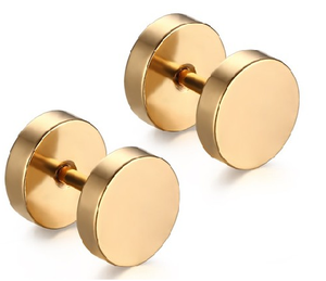 Gold Stainless Steel Studs Tunnel Earring Plugs