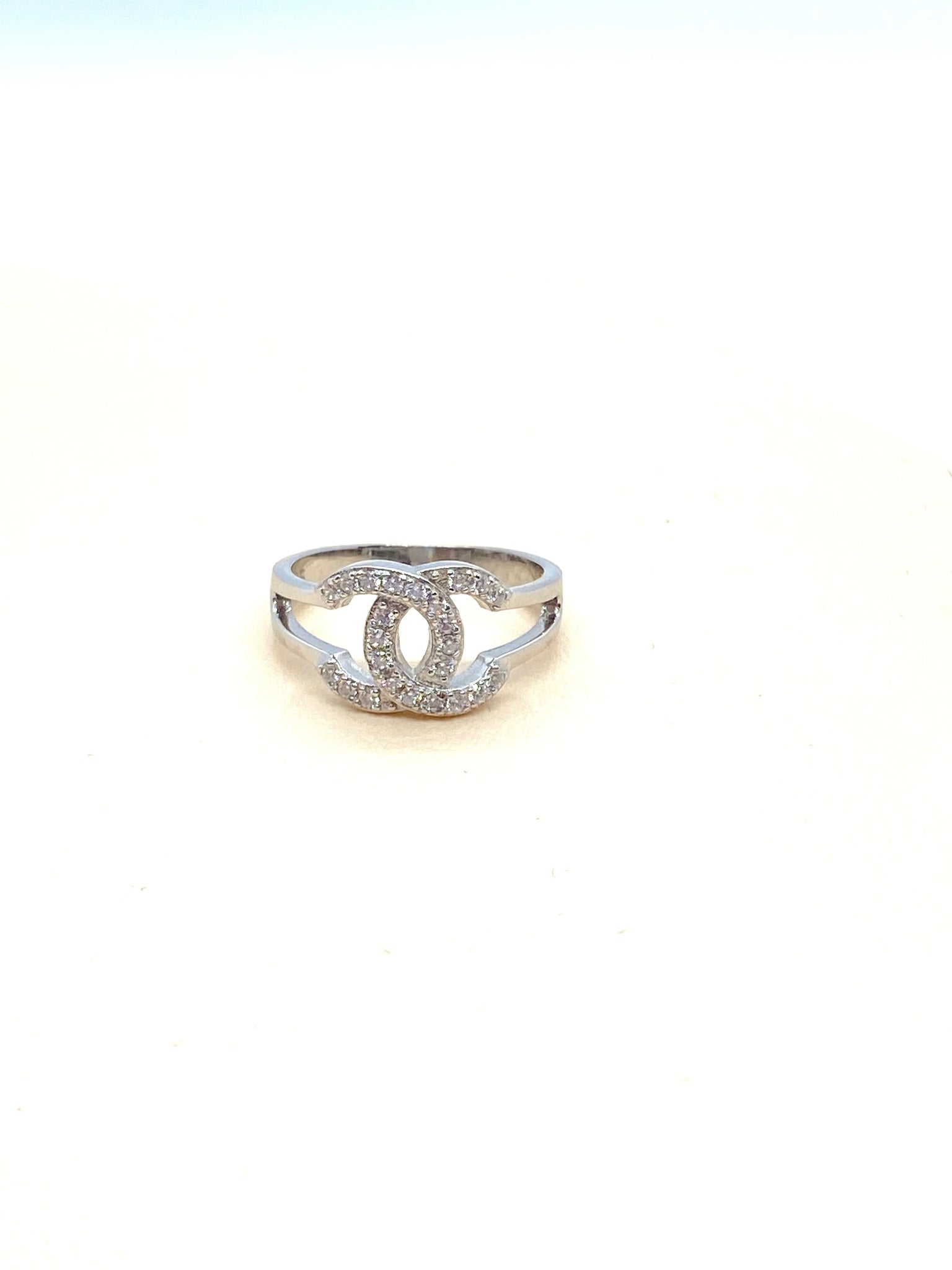  CHANEL womens accessory  open CC silver ring