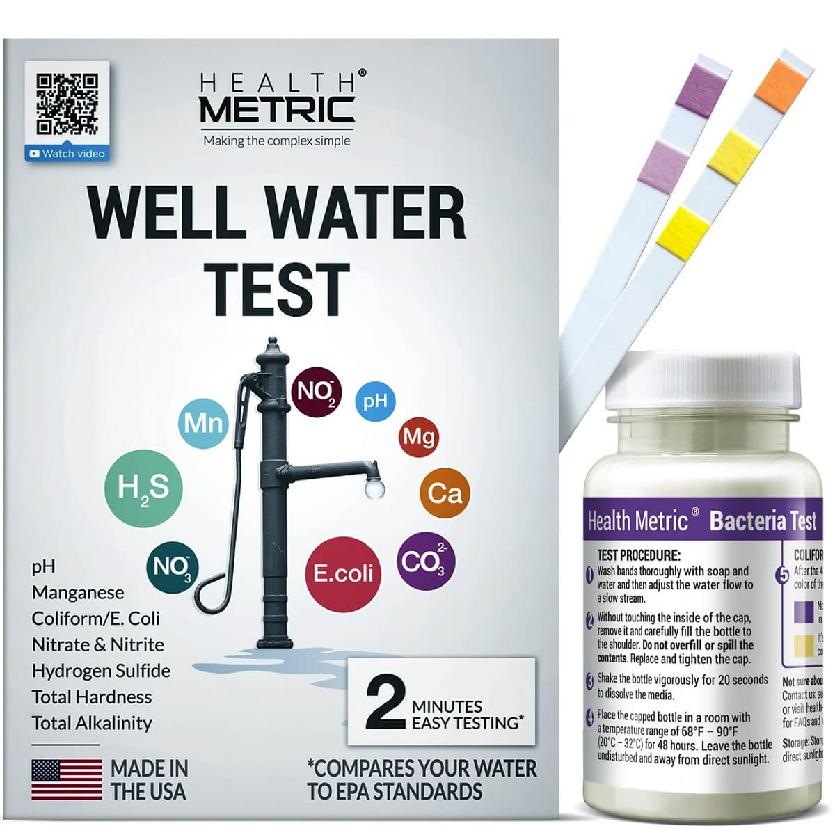 Well Water Test Kit Home Testing For Ph And Bacteria Health Metric 5822