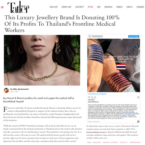 Tatler Thailand : Kavant & Sharart Charitable cause. 100% Profits 