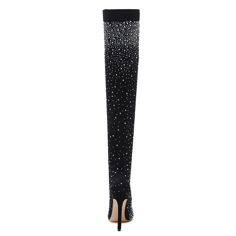 glitter over knee boots