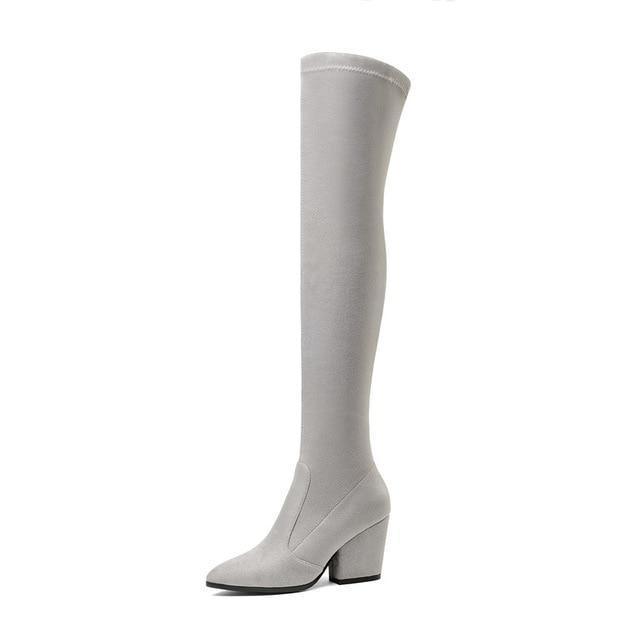 light grey over the knee boots