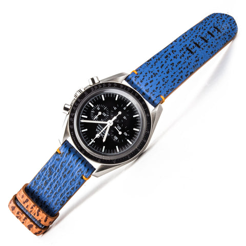 Omega Speedmaster with blue shark water resistant strap