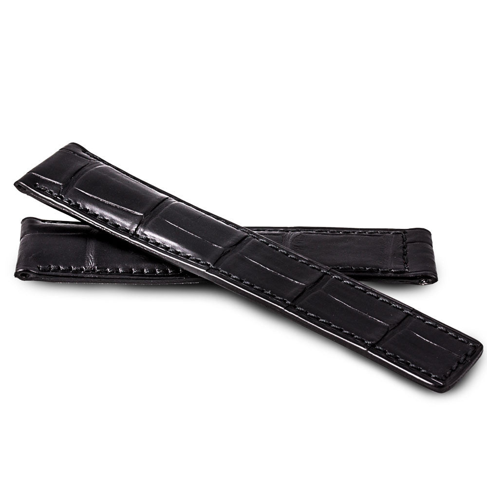 Breitling - Leather watch band - Black alligator/crocodile ...