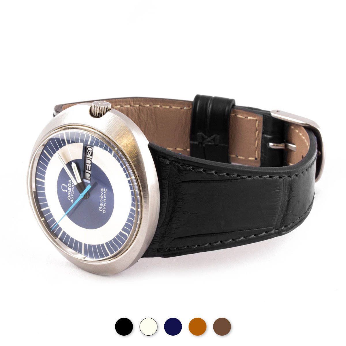 Omega Dynamic - Leather watch band (black, blue, brown, ecru) Paris – ABP Concept