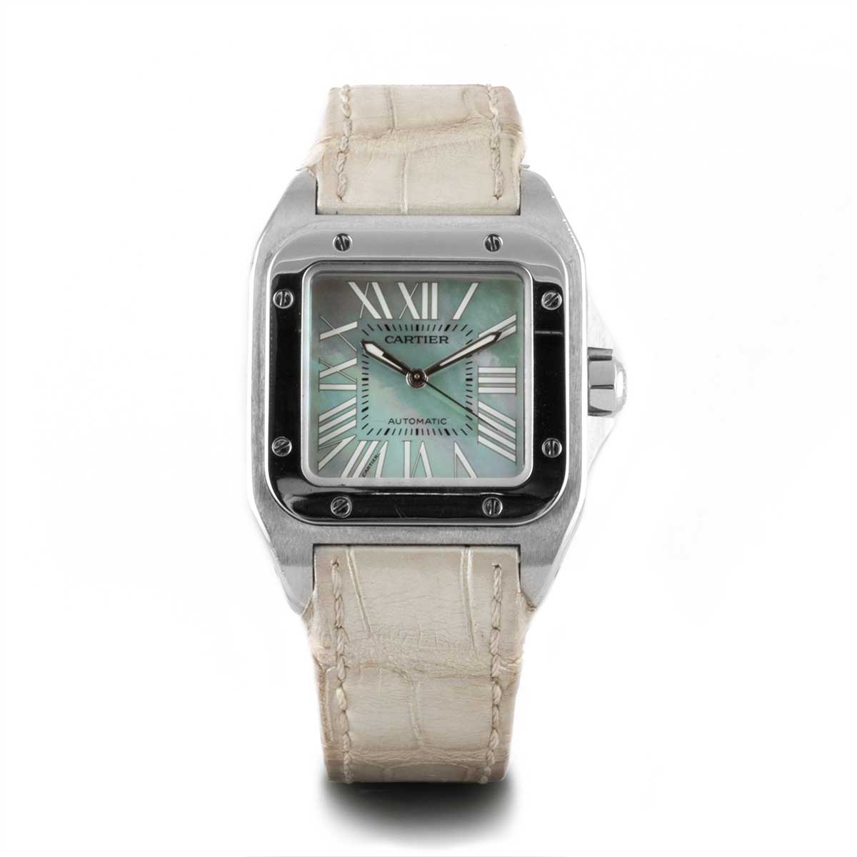 cartier santos 100 white strap