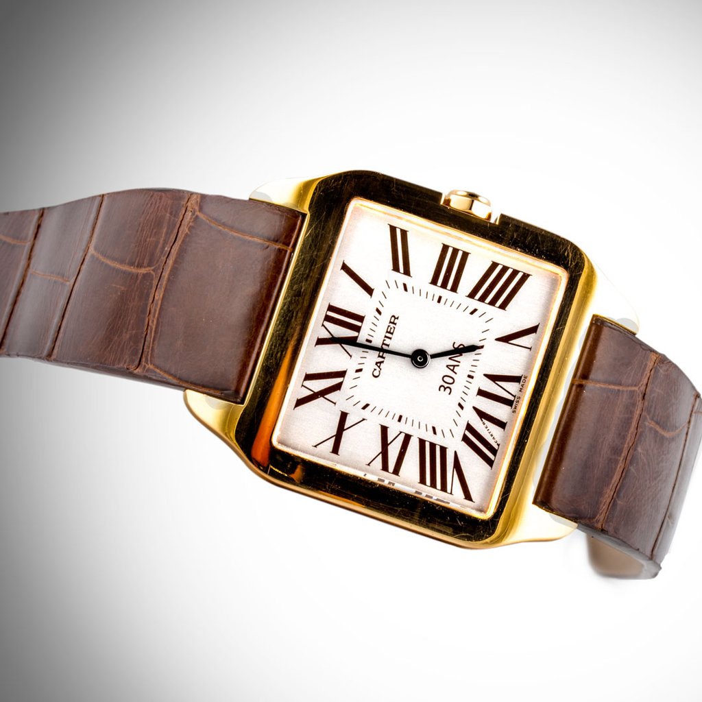 cartier santos brown leather