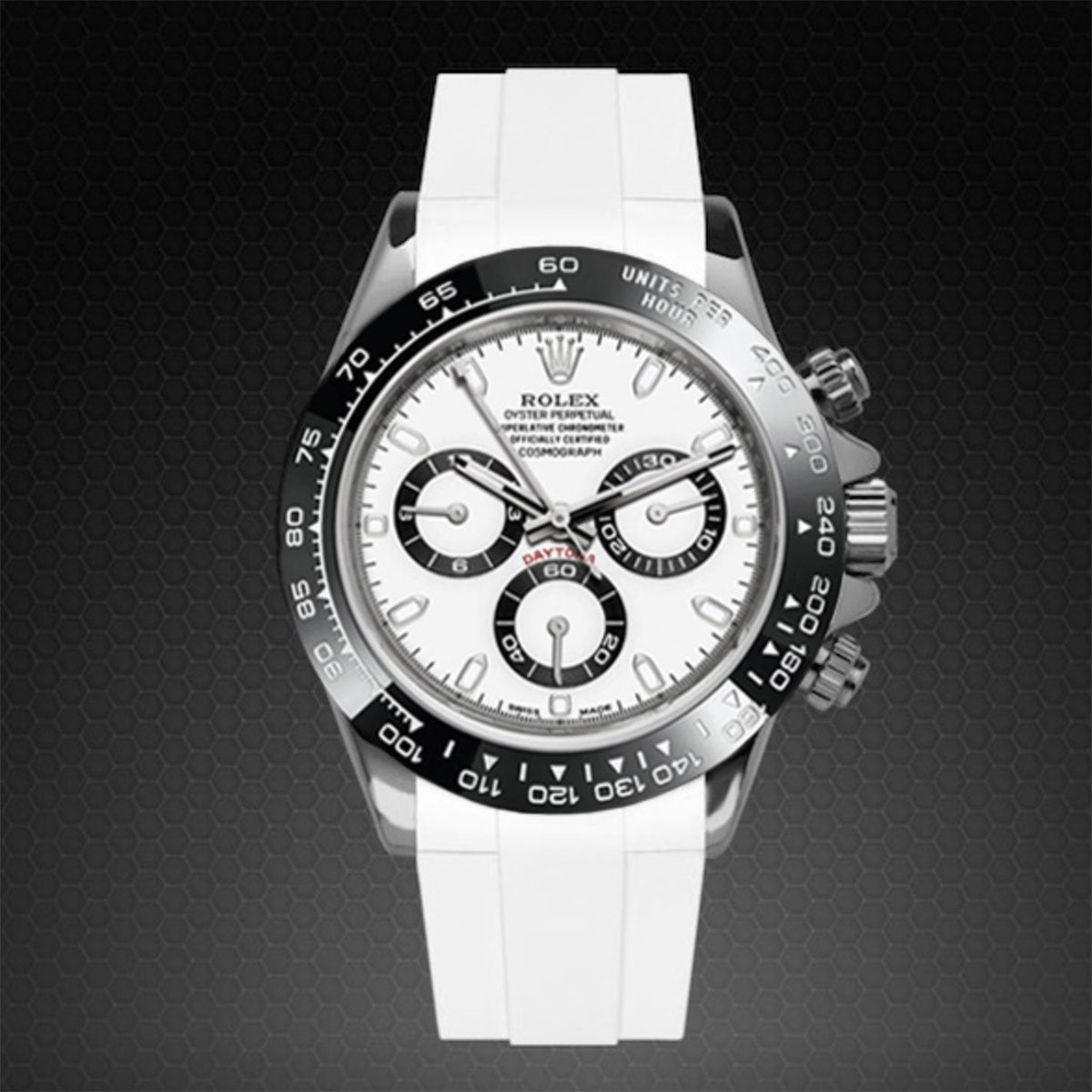 rolex daytona white rubber strap