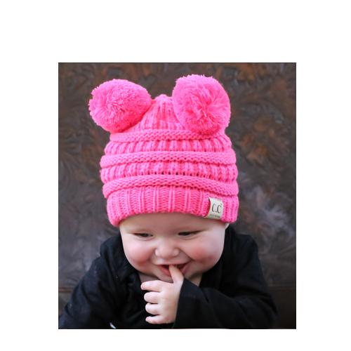 Baby 23 Double Pom Beanie New Candy Pink Girliegirloriginals