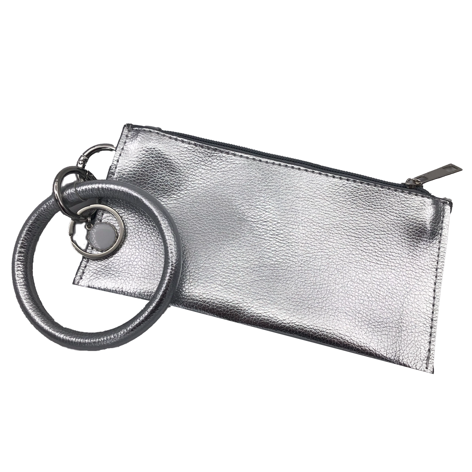 silver wristlet clutch