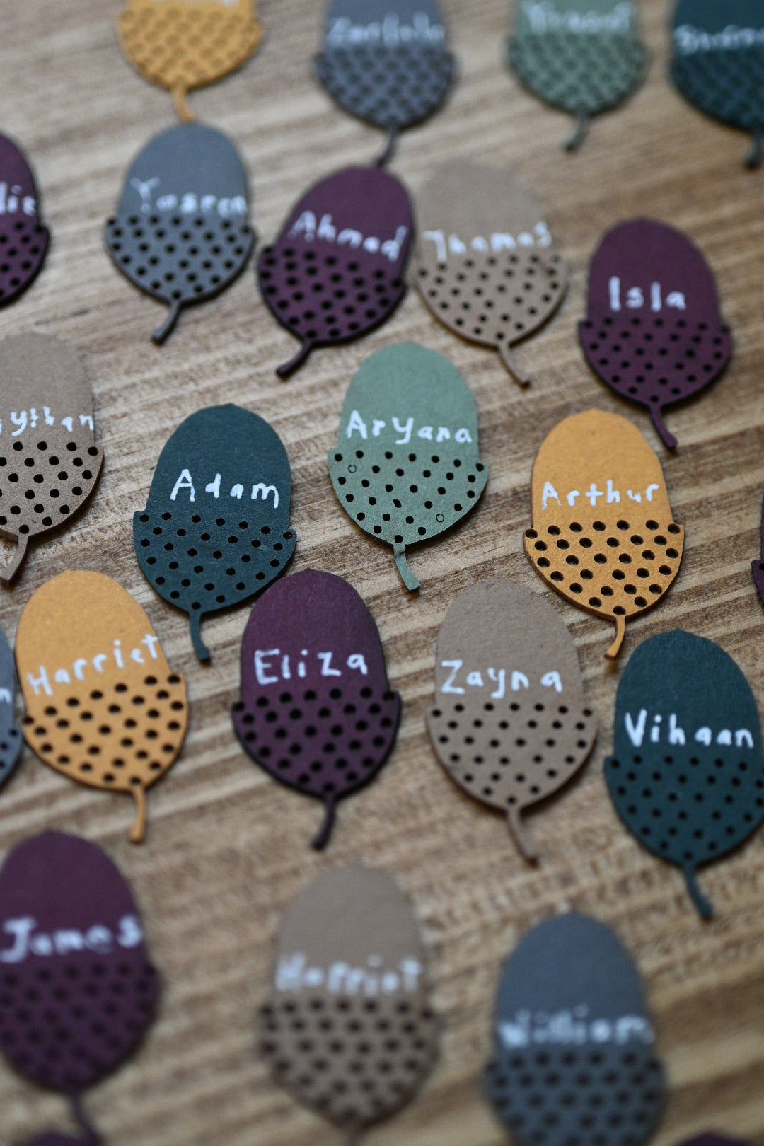 acorns with names on