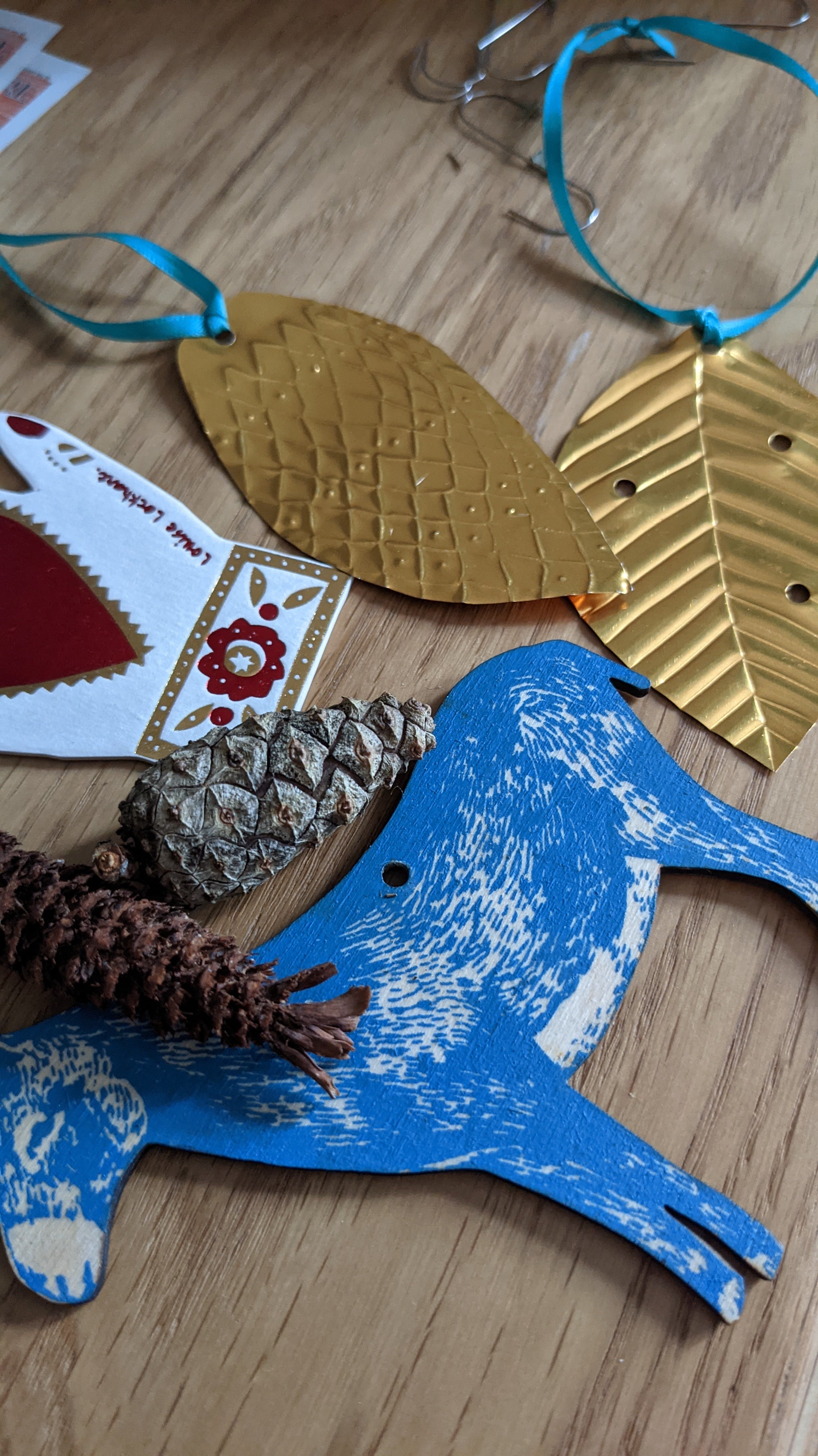 embossed tin tree decorations