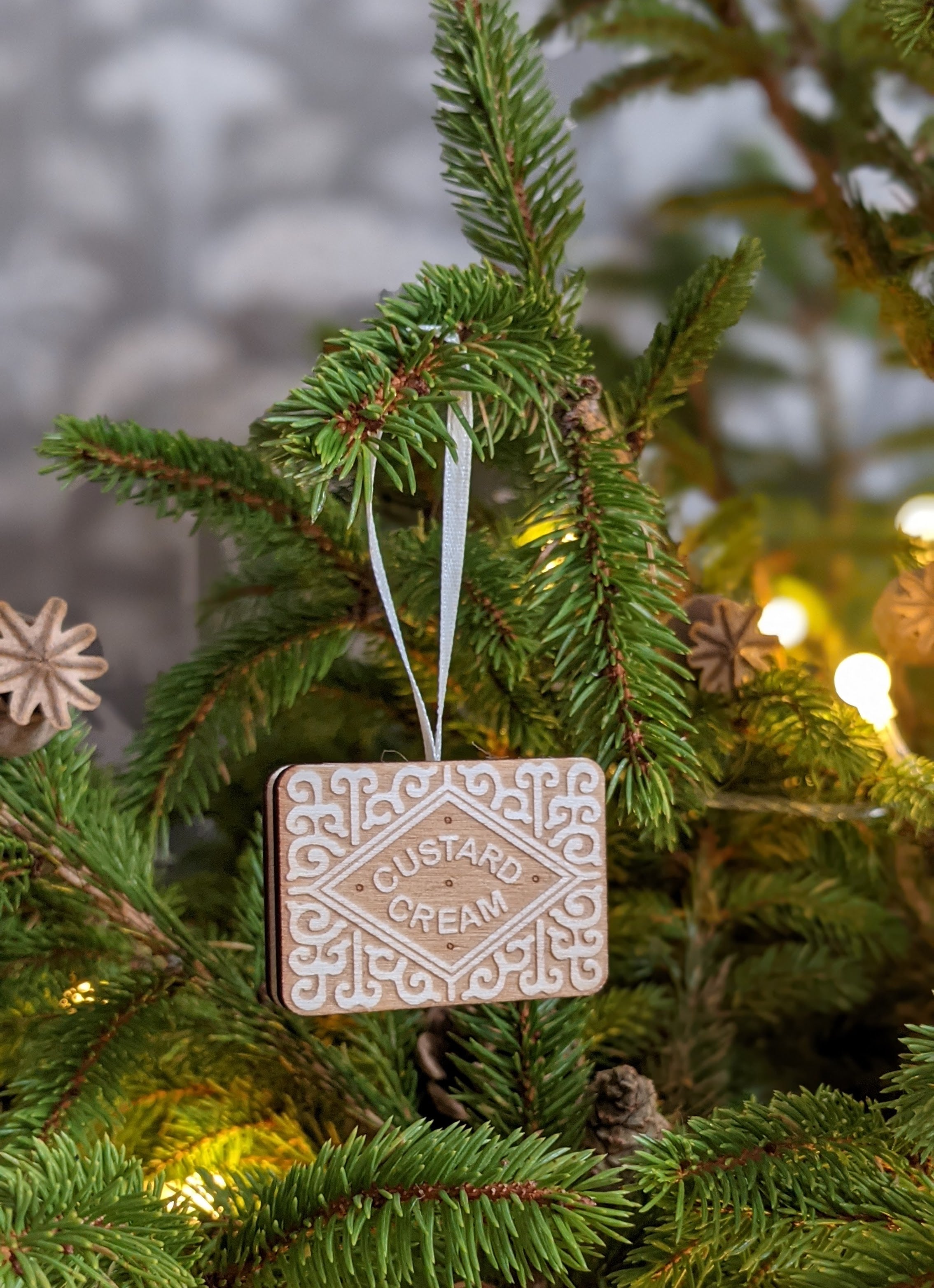 custard cream christmas tree decoration by Dunked