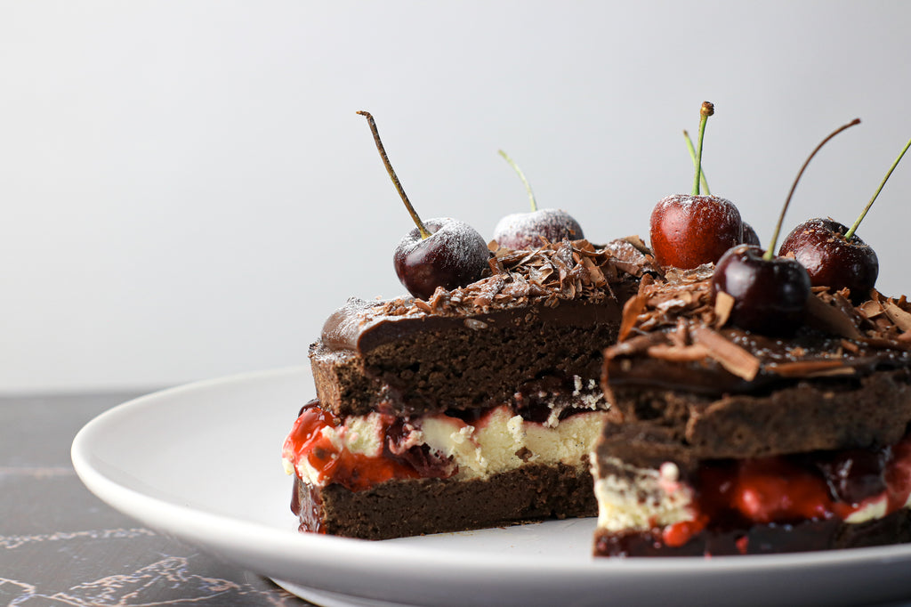 Low calorie gluten free black forest brownie cake 