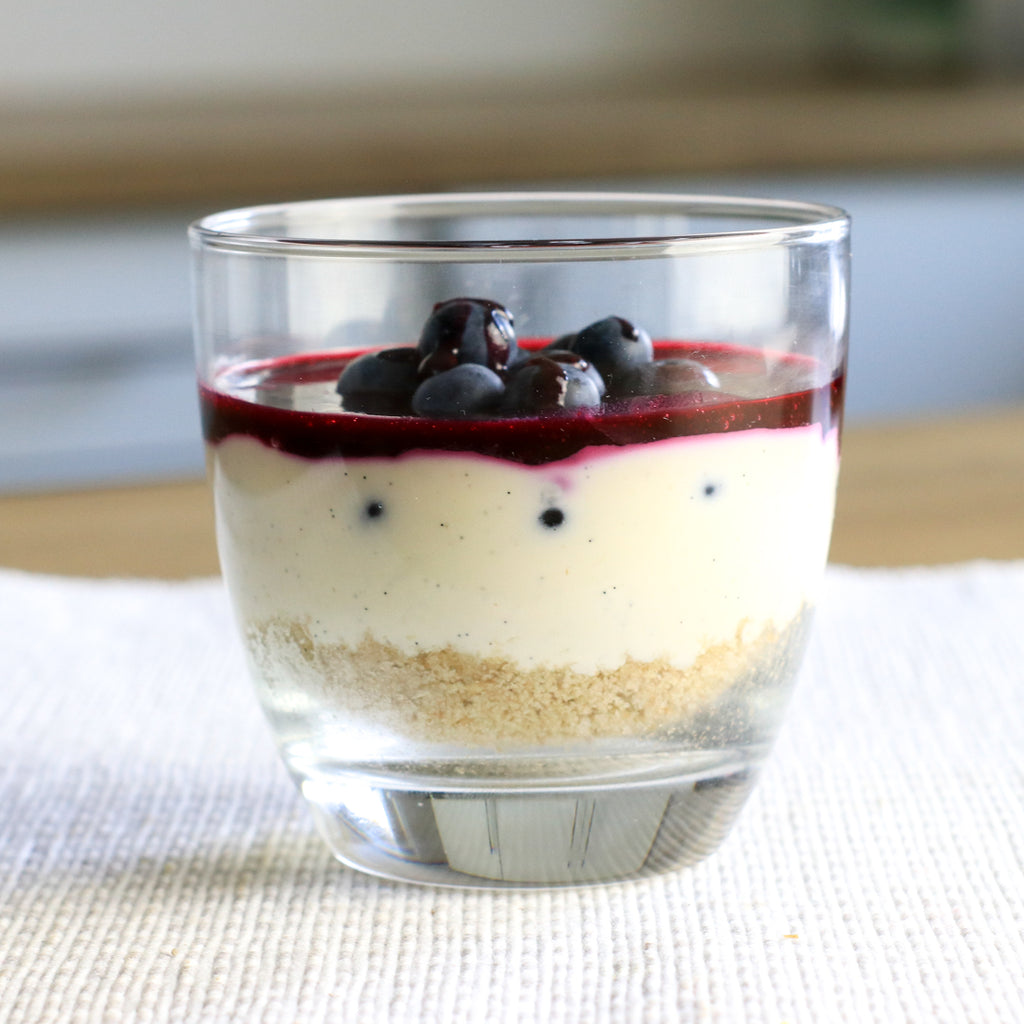 Blueberry cheesecake in a glass