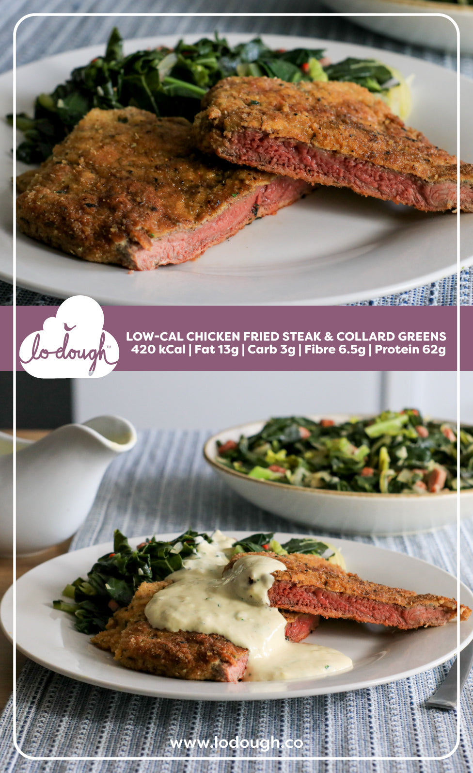 Low-Cal Chicken Fried Steak & Collard Greens – Lo-Dough