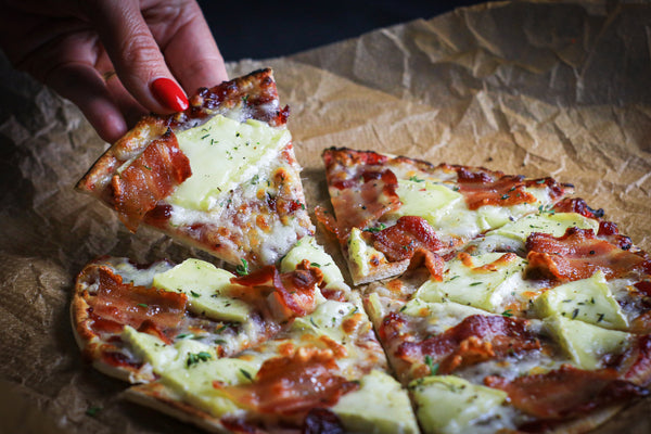 Low carb brie and bacon pizza