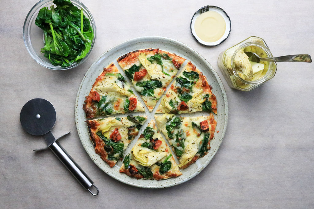 low calorie spinach pizza