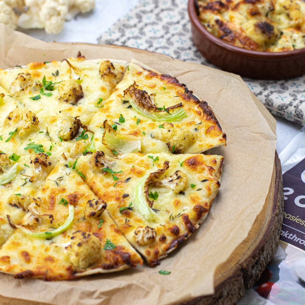 Low carb cauliflower cheese pizza