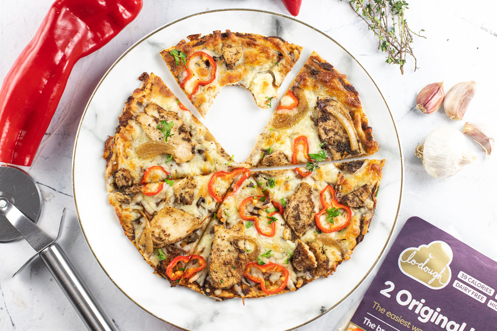 Low carb jerk chicken pizza