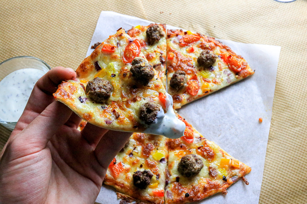 low carb Homemade Meatball Pizza