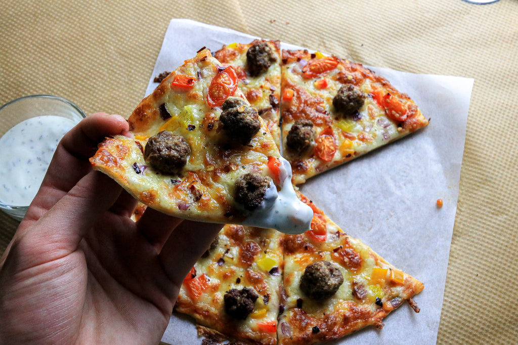 low carb meatball pizza