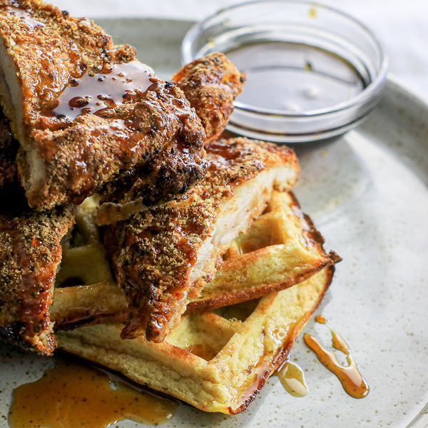 Healthy chicken and waffles