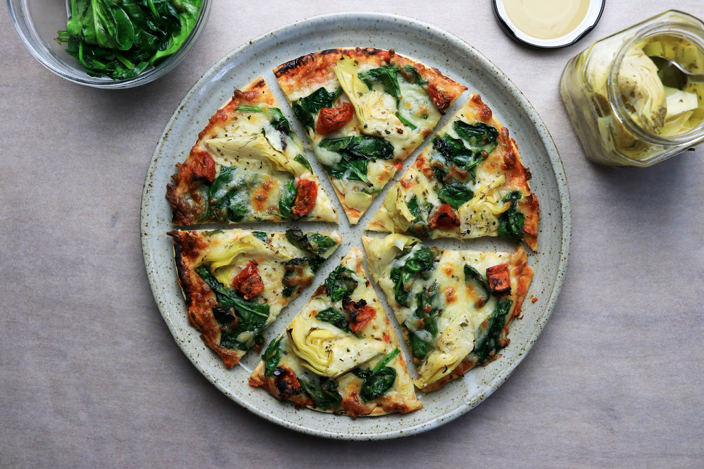 keto vegetarian artichoke pizza