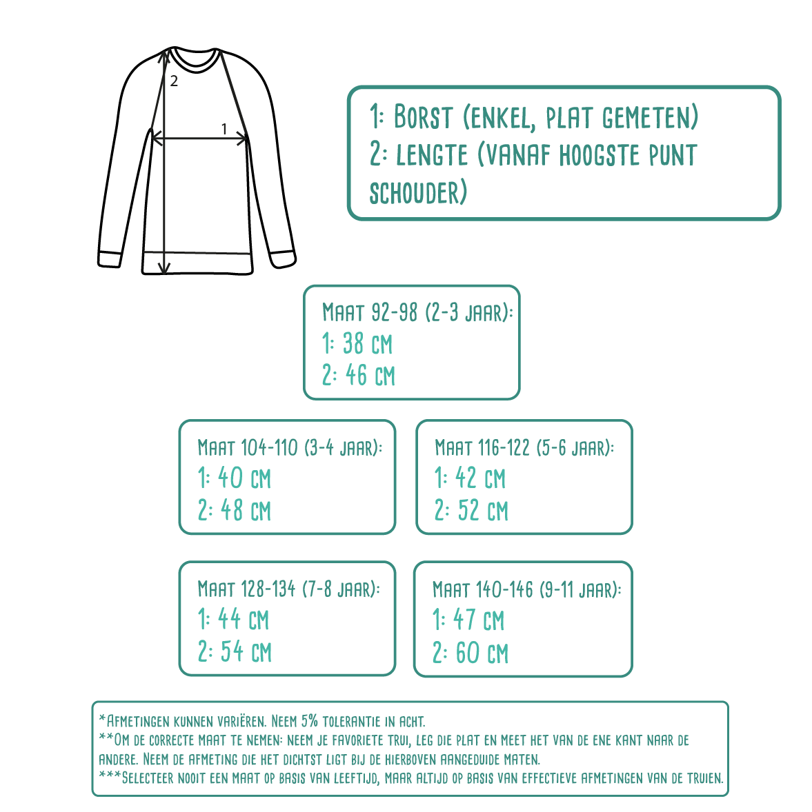 Size table for kids sweaters by KMLeon.