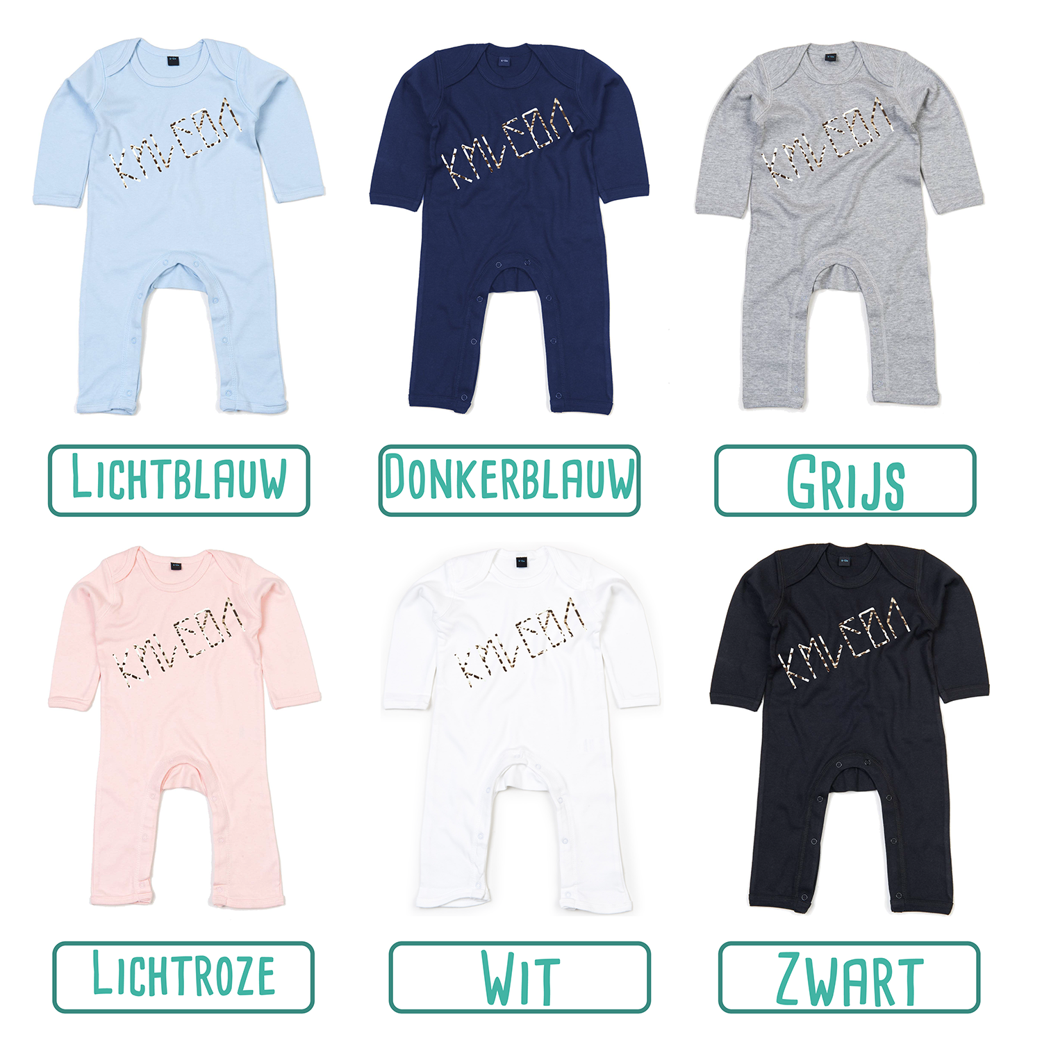 'Mini' luipaard baby romper met lange mouwen