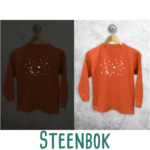 Sterrenbeeld glow in the dark kind shirt met lange mouwen