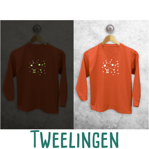 Sterrenbeeld glow in the dark kind shirt met lange mouwen