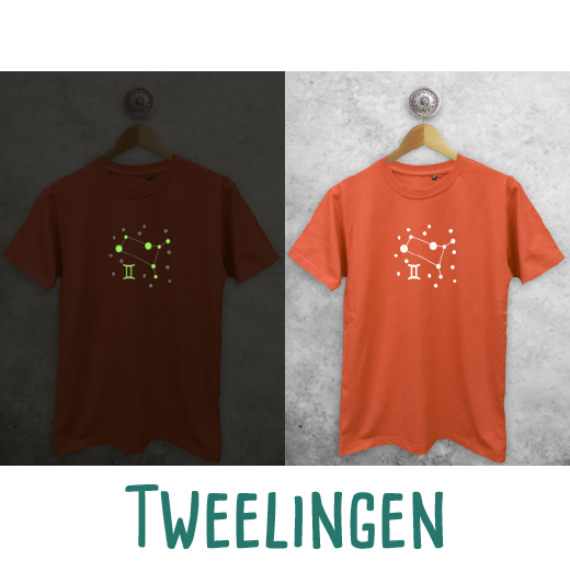 Sterrenbeeld glow in the dark volwassene shirt