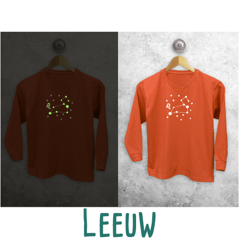 Sterrenbeeld glow in the dark kind shirt met lange mouwen