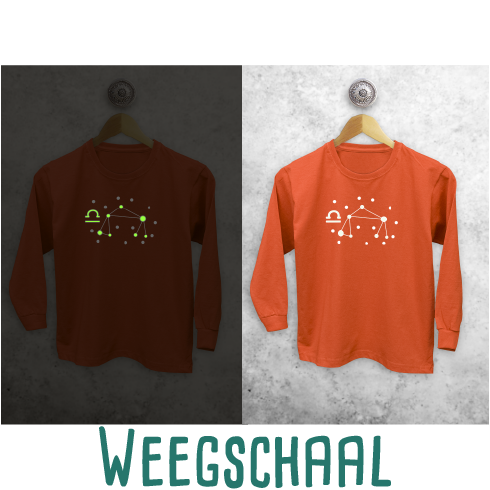 Sterrenbeeld glow in the dark kind shirt met lange mouwen