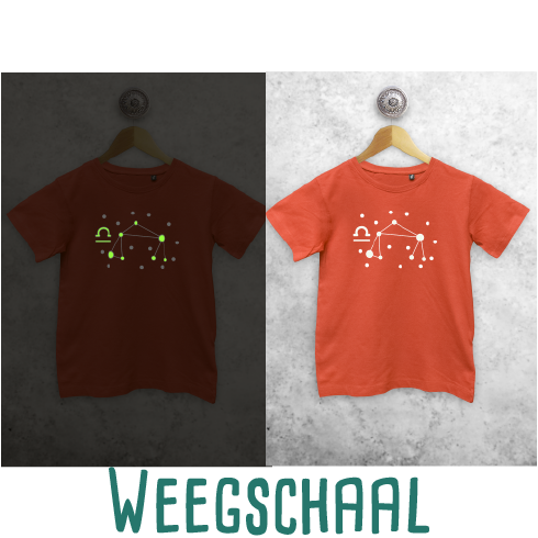 Sterrenbeeld glow in the dark kind shirt met korte mouwen